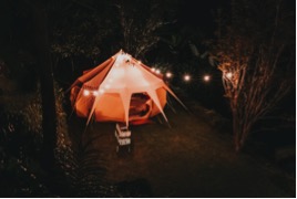 tent in dreamy garden