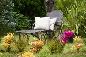sitting area in garden