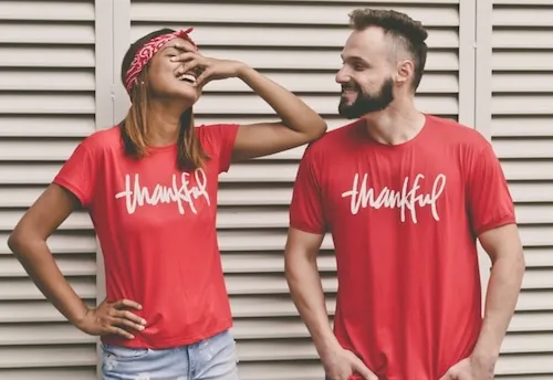 models wearing custom t-shirts