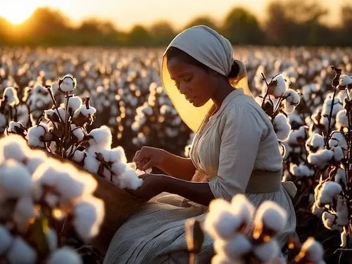 woman in organic cotton field