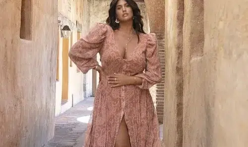 wearing a plus size dress